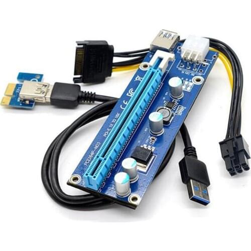 Angitu PCI Express X16 VER 006C Riser For Video Card Extender USB 3.0 Sata to 6pin PCIE 6Pin Connector for Miner