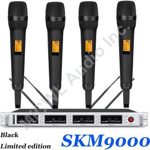 MiCWL 4 Tie Clip Lapel Lavalier Wireless Karaoke DJ Microphone System SKM9000 400 Channel Champagne Gold Black Limited Edition