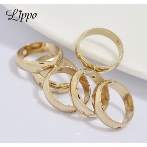 30pcs 24K Gold Color Plated Smooth Copper Beads Connector Ring Beads DIY Jewelry Accessories