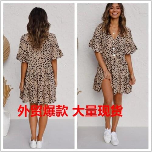 Dress Women Summer New Europe And The United States Sell 2021 Plus Size Leopard Print Dresses Casual Vestidos BLK9119