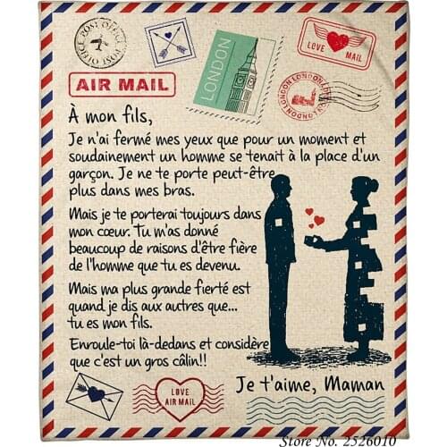 Throw blanket A Letter to My Mom 3D Velvet Plush Blanket Bedspread For Boys Girls Sherpa Blanket Couch Quilt Cover Travel 40