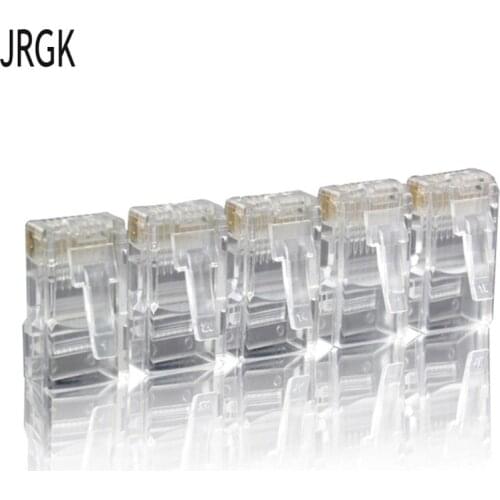 100pcs Rj45 Connector Cat5e Cat6 Connector Network Unshielded 8Pin modular utp rj45 plugs have hole HY1525