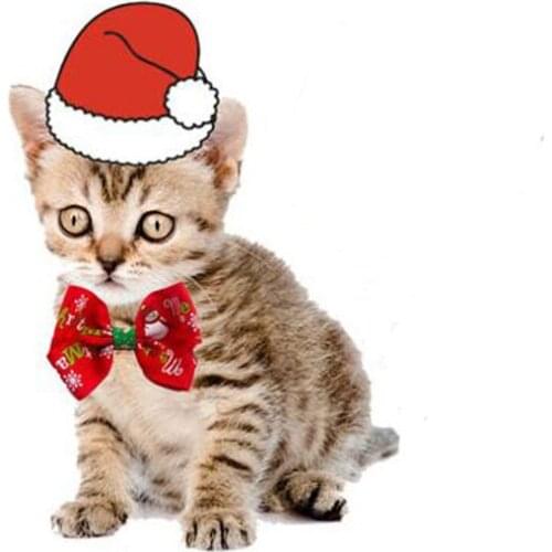 Christmas Pet Bow Tie Adjustable Pet Cat And Dog Neckband Collar Bow Tie Christmas Pet Supplies