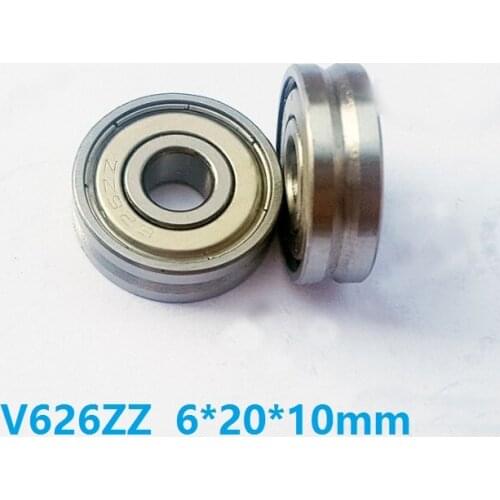 50pcs/lot V626ZZ V62010 6x20x10 mm V groove ball bearing guide track roller wheel bearing pulley bearing 6*20*10 V626 ZZ Z