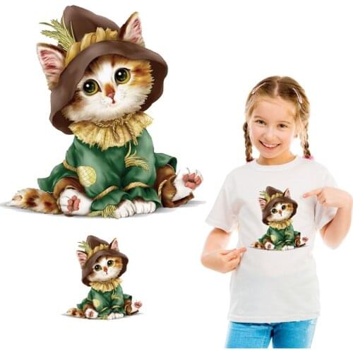 Cute pussy child iron on transfer patches for clothing Europe funny A-level cats iron patches on clothes cartoon thermal sticker