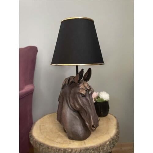 Modern Decorative Black Horse Head Lampshade-Gold Detail Black Hood room decor kawaii led lights anime sailor moon home bedroom naruto demon slayer lamp neon sign