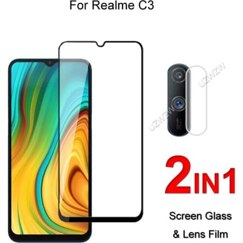 Full Cover Glass For Realme C3 Screen Protector Protective Tempered Glass Explosion Proof & Camera Lens Film
