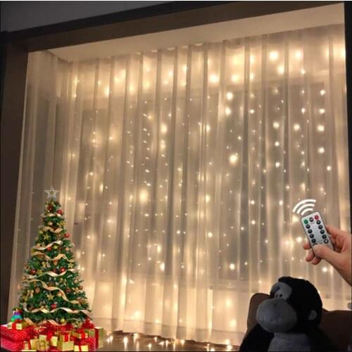 3M USB LED Curtain String Fairy Lights Garland Remote Control For New Year Christmas ramadan garden decoration outdoor light