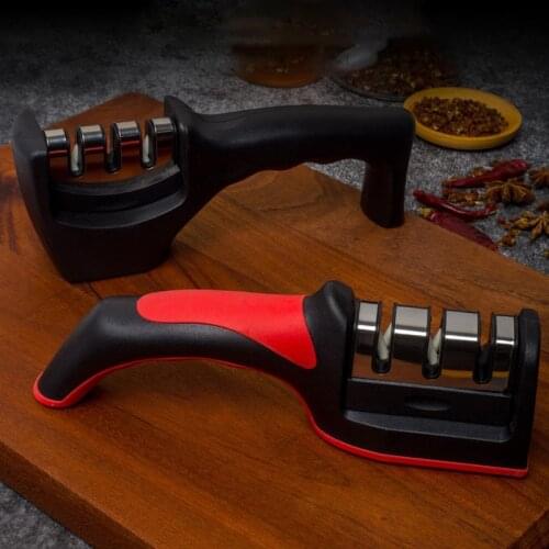 Stainless Steel Three-Stage Sharpener Knife Sharpener Kitchen Accessories Tools Portable Multi-Purpose Whetstone