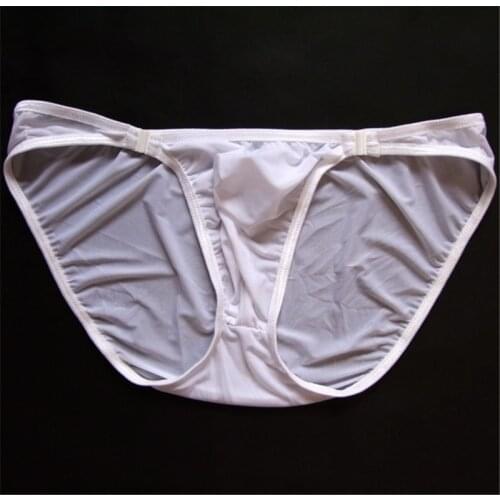 Thin Underwear For Men Low Rise Smooth Nylon Fitness Attractive Mens U Convex Briefs Button Hook Design