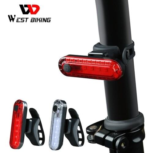 WEST BIKING Bicycle Taillight Waterproof USB Charging LED Cycling Night Safety Warning Flashlight 4 Modes MTB Road Bike Lights