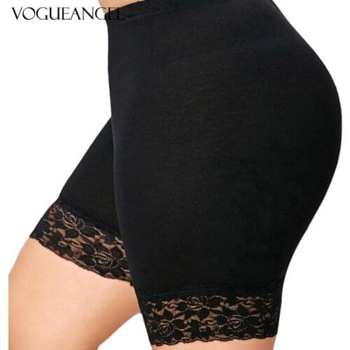 VOGUEANGEL Sexy Lace Women Soft Cotton Seamless Safety Pants Hot Summer Under Skirt Shorts Breathable Short Tights Black S-5XL