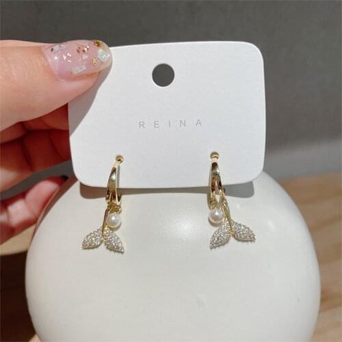 YAOLOGE 2021 New For Women Fashion Party Wedding Jewelry Gold Color Fish Tail Drop Earrings Vintage Alloy Ear Accessories Gift