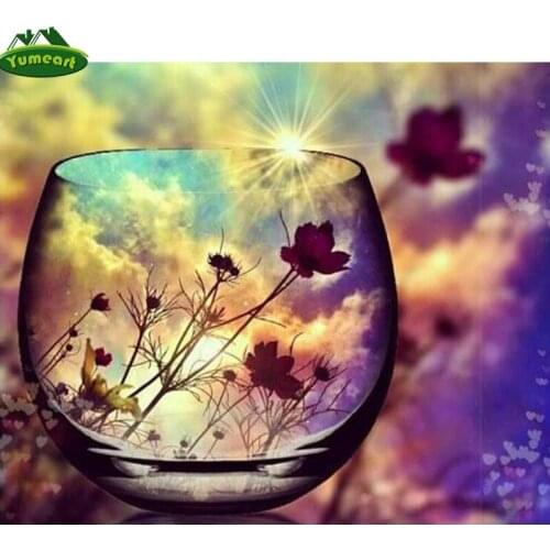 YUMEART 5D Diy Crystal Embroidery Square Stone Pearl Diamond Painting Bottle Scenery Mosaic Christmas Gift Wedding Room Decor