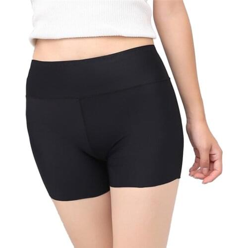 Womens Safety Pants Underwear Women Safety Short Pants Solid Color Ice Silk Seamless Plain Push Up Hip Shorts