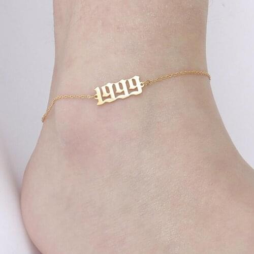 Bohemian Year Number Anklet for Women Stainless Steel Chain 1984 1992 1995 1996 1997 Special Date Anklet Bracelets Adjustable