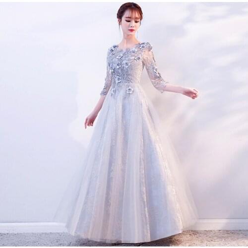 New Arabic Dubai Evening Dresses Luxury 3/4 Sleeves Beaded O Neck Applique Formal Party Gown Women Robe De Soiree Vestido