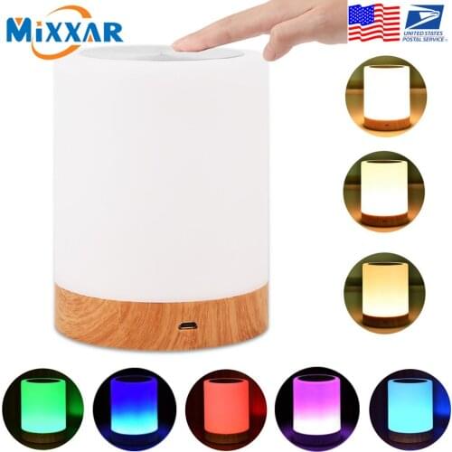 ZK20 Dropshipping RGB Night Light Gift Touch Lamp Portable Table Bedside Lamps Rechargeable Warm White Pat Lights Decorate Room