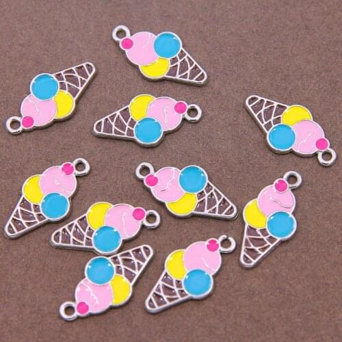 10pcs 13*25mm enamel ice cream charm for jewelry making and crafting fashion earring pendant bracelet necklace charms