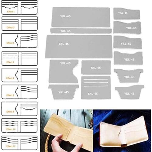 13pcs Leathercraft Universal Clear Acrylic Wallet Pattern Stencil Template Set Leather Art Craft DIY Tools