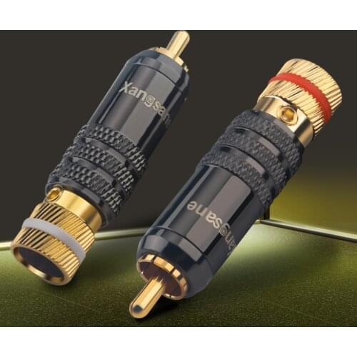 4Pcs Hi-end RCA Plug Gold Plated Self-locking HiFi Audio Cable Adapter Connector