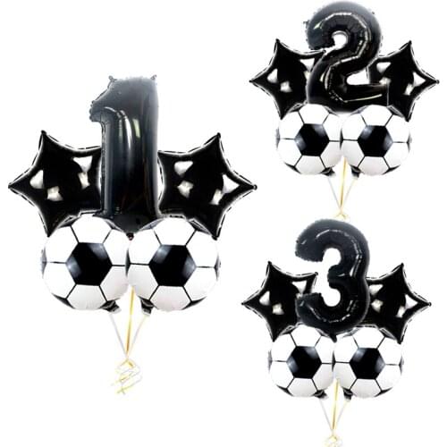 5pcs/lot Football Soccer Theme Party Balloons Black 32'' Number Helium Balloon Sports Meet Boy Party Decoration Supplies Globos
