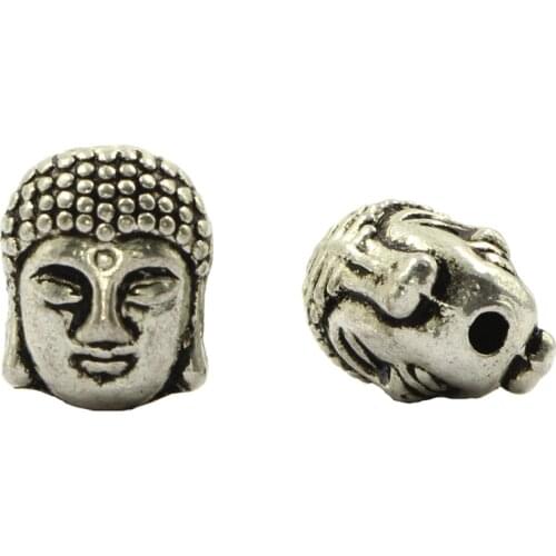 Tibetan Silver Metal Buddha Head Loose Spacer Beads For Making DIY Jewelry Findings Accessories 6pcs