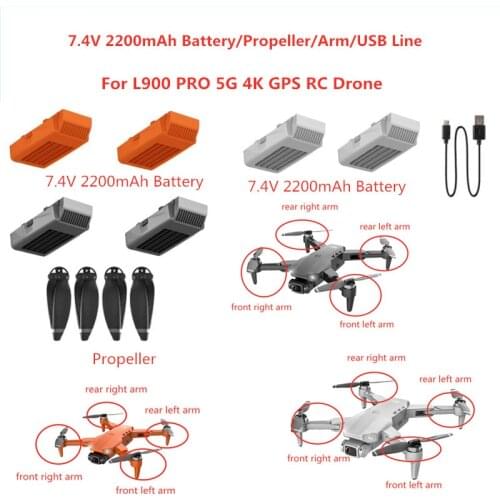 7.4V 2200MAH Recharge Battery For L900 PRO RC Drone L900PRO Propeller Main Blades Usb Charger L900 Arm Motor And Accessories