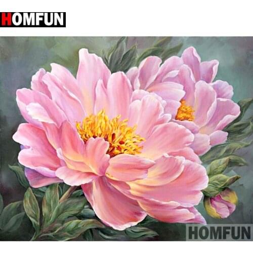 HOMFUN Full Square/Round Drill 5D DIY Diamond Painting "pink flower" Embroidery Cross Stitch 5D Home Decor Gift A14331