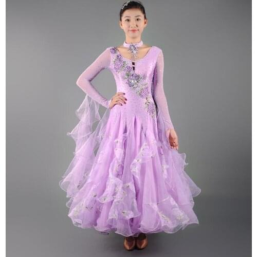 Ballroom Competition Dance Dresses Lady High Quality Flamenco Waltz Dancing Skirt Womens Standard Ballroom Dress purple