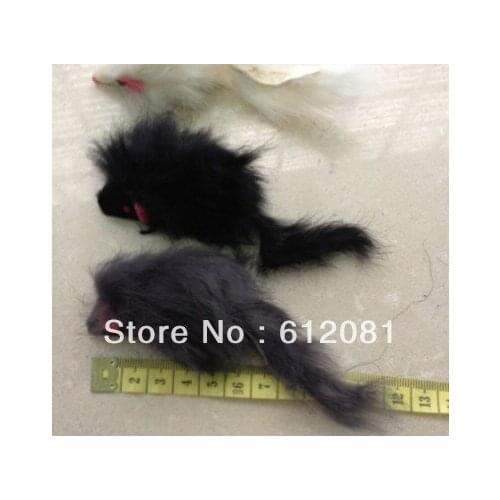 Usd 0.45/pc Free shipping pet toy cat toy big rabbit fur mouse long fur for cat 6CM black/grey/white 100pcs/lot
