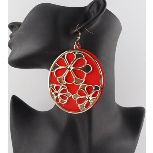 Free Shipping!2021 Hot Sale Gold Flower Dangle Wooden Earrings can mixed colors