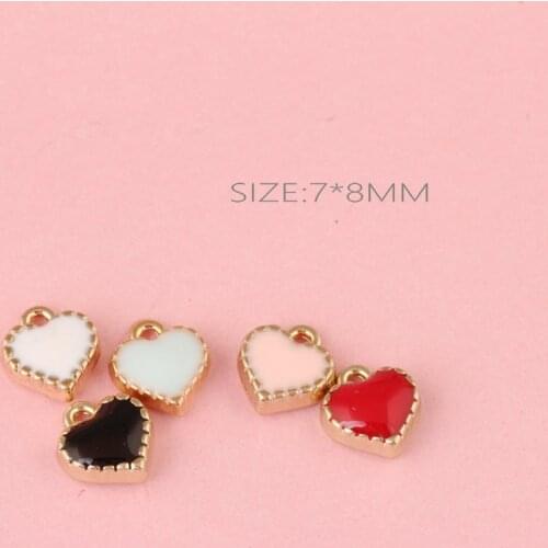 Free Shipping 7*8MM Gold Tone Enamel Alloy Charms Lovely Heart Pendant Charm Craft Oil Drop Necklace Bracelet Ornament Charm DIY