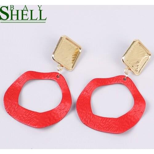 BOSI Red Drop Earrings Jewelry Small Earrings Women Fashion Earrings geometric Stainless Steel Girls Earings Cute Earring simple