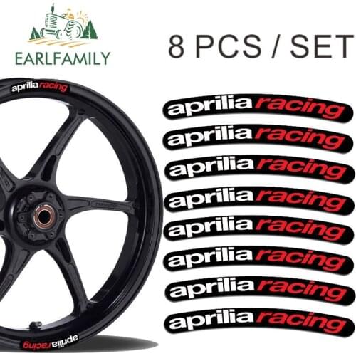 EARLFAMILY 13cm x 1.3cm 8x for Aprilia Racing Rim Sticker Wheel Stripes Set Car Motorbike Motorcycle Decal Flat Glue Car Sticker