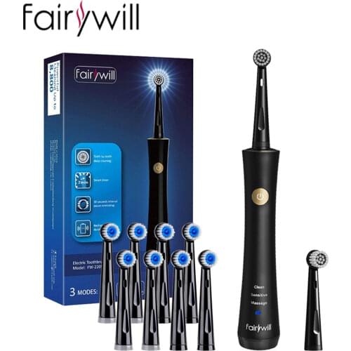 Fairywill Electric Sonic Toothbrush Waterproof Electronic Tooth Brushes Replacement Heads FW-2205 USB Charge Rechargeable Adult