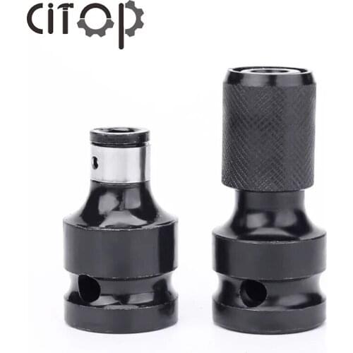 Citop Carbon Steel Batch Electric Wrench Conversion Head Hex 1/2 Turn 1/4 Batch Head Conversion Sleeve Drill Accesorries