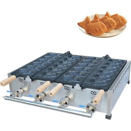 Gas Taiyaki Maker Fish Shaped Waffle Machine Baking Equipment 2 Plates/6 Fish