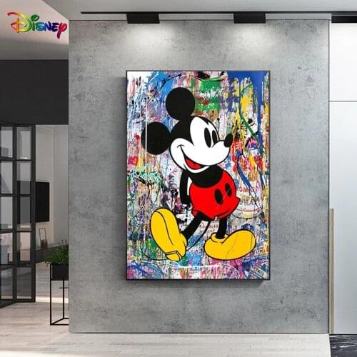 Graffiti Mickey Mouse Disney Canvas Painting Posters Modern Pop Art Print Wall Art Pictures For Living Room Home Cuadros Decor