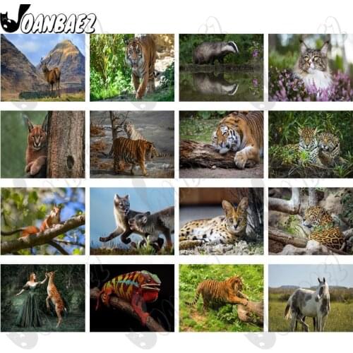 Wildlife 5DDiy Diamond Painting Beauty and Deer Tiger Round Diamond Art Inlaid Home Room Wall Decoration Accessories