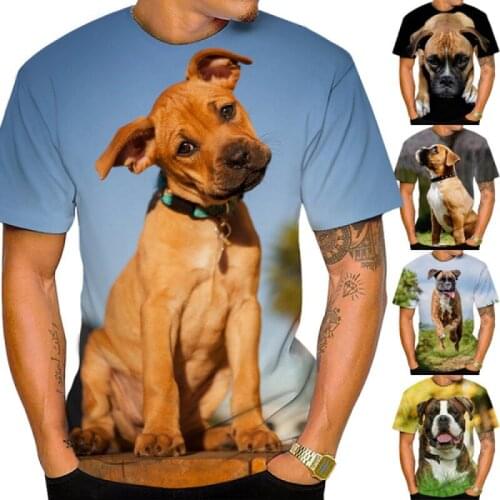 Summer Men/women Fashion Dog 3D Print T-shirt Casual Round Neck Short Sleeve Tops