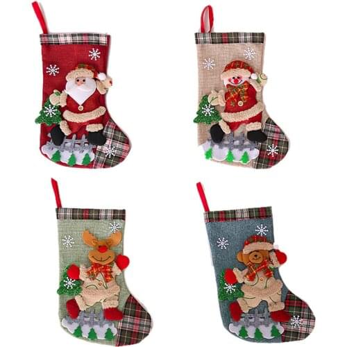 Christmas Decorations Stockings Gift Bags Candy Bag New Year 2022 Home Decor Natal Navidad Sock Fireplace Xmas Tree Decor
