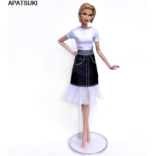Fashion Doll Clothes For Barbie Doll Outfits Party Gown Top Shirt & Denim Jeans Skirt & Tutu Skirt 1/6 Doll Accessories Kids Toy