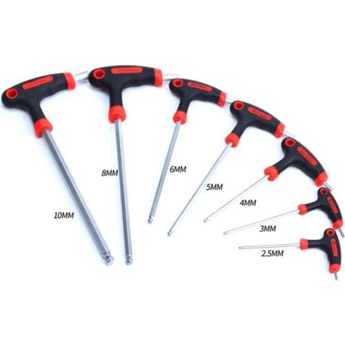 7 Piece Allen Wrench Set T-Handle Bicycle Repairing Screw Tool Outdoor Cycling L-shaped Hexagon Screwdriver Repair Accessories