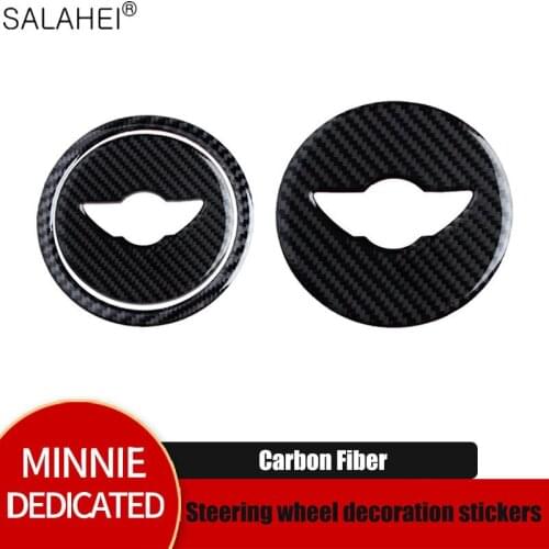 For BMW Mini Cooper Clubman Countryman Paceman JCW R55 R56 R57 R58 R59 F56 Carbon Fiber Auto Steering Wheel Sticker Accessories