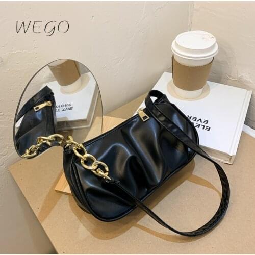 2021 New Fashion Bag For Women Chains Shoulder Bag Vintage Femlae Pleated Handbags Girl Baguette Bag