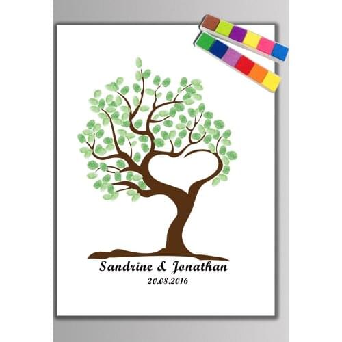 New Free Custom Name Date DIY Fingerprint Signature Guest Book Party Decoration Printed Wedding Tree Canvas Paintings