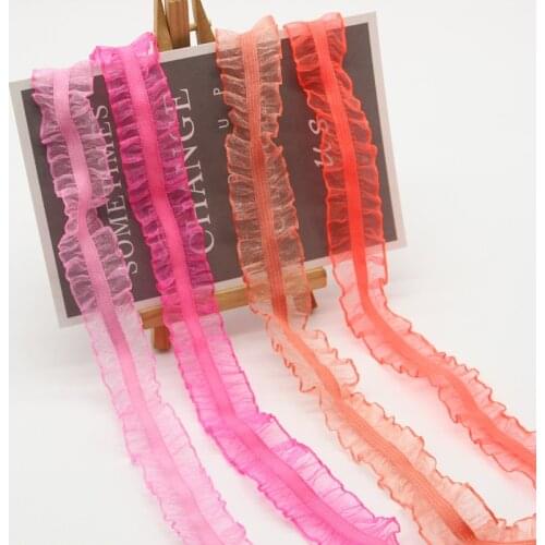 100Yards White Black Red Purple Yellow Pleated Lace Trim Ruffle Ribbon Skirt Doll Garment Sewing Craft DIY Handband