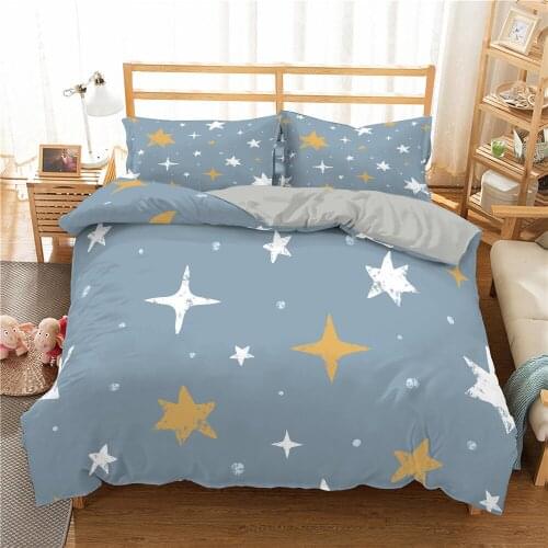 Print Stars Love Simple Bedding Set for Girl Bed Linen Duvet Cover Set Double Single Quilt Cover Sets High-quality Bedclothes