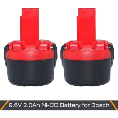 2PCS 9.6V 2.0Ah Ni-CD Replacement for Bosch Rechargeable Battery BAT048 BAT100 BAT119 PSR 960 GSR 9.6-2 GSR 9.6 PLI 9.6V